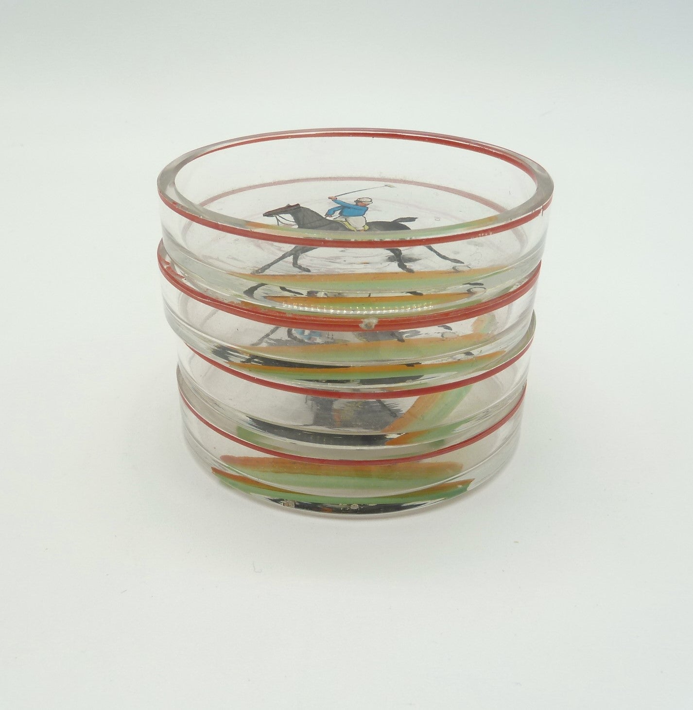 Set of 4 Glass Dishes Polo Player - 43 Chesapeake Court Antiques