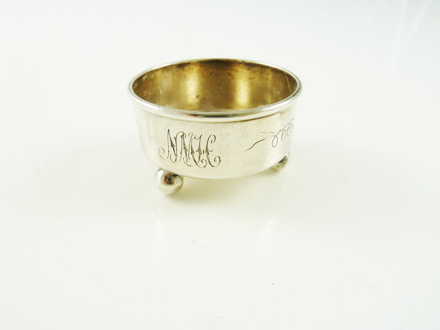 Antique Sterling Silver Salt Cellar by Tiffany & Co, Ivy and Vine Motif - 43 Chesapeake Court Antiques