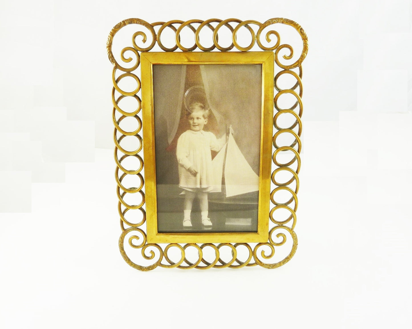 Antique English Brass Ring Picture Frame - 43 Chesapeake Court Antiques