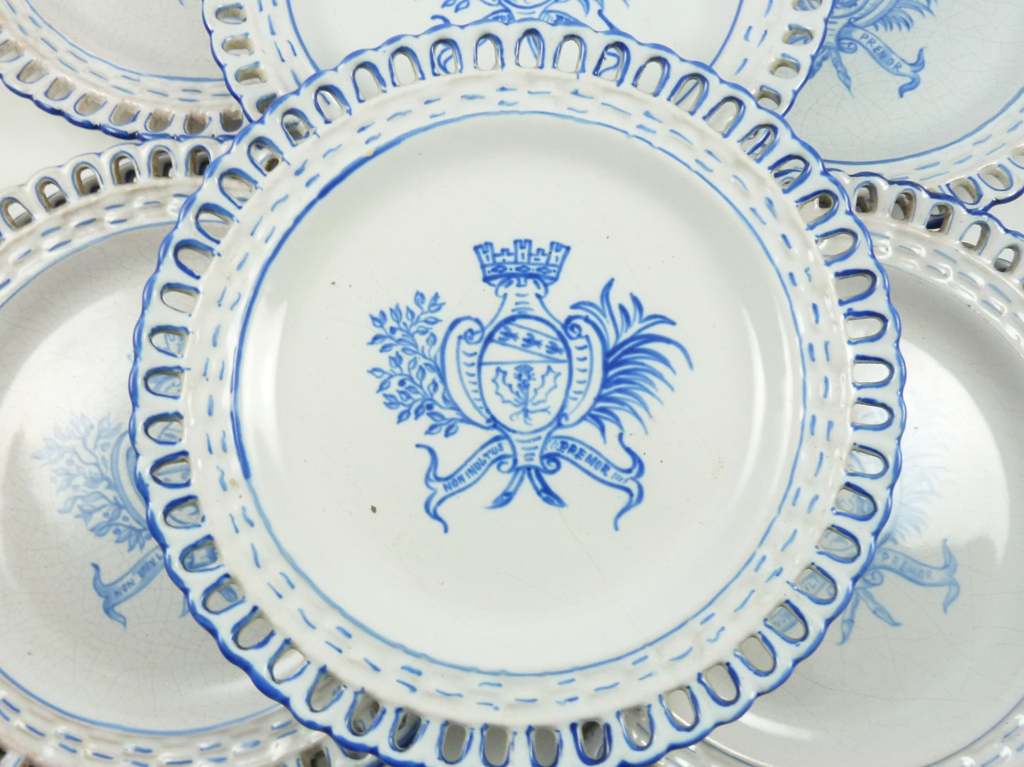 French Faience Pottery Set by Emile Galle, Eight Plates & Two Compotes c1900 - 43 Chesapeake Court Antiques