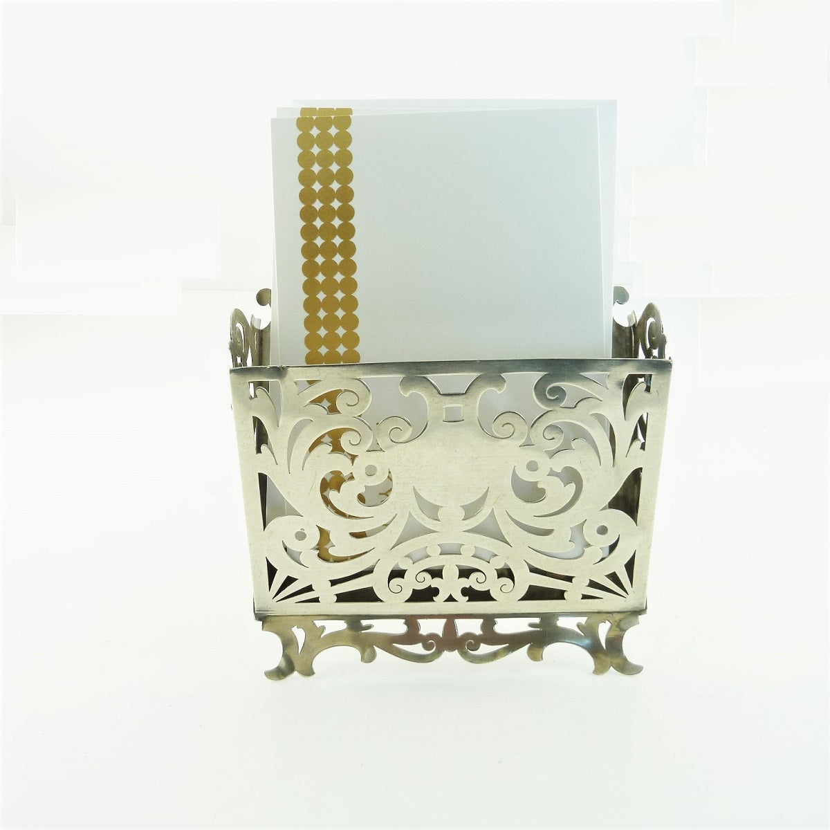 Antique Sterling Silver Letter Rack or Holder, Gorham C 1890 - 43 Chesapeake Court Antiques