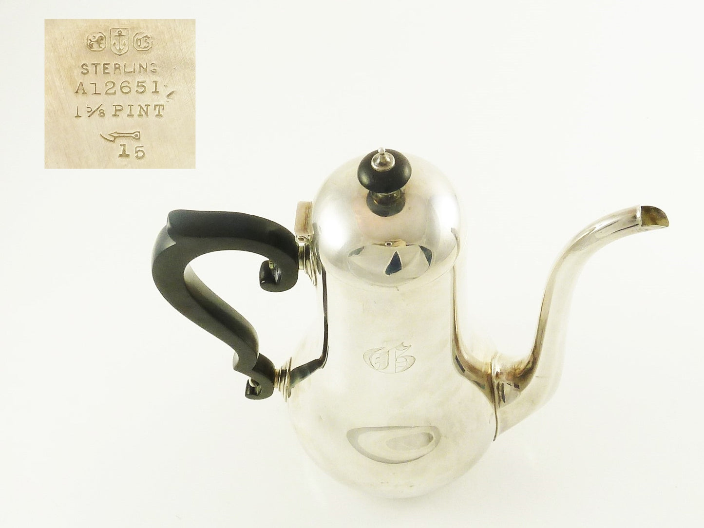 Gorham Sterling Silver Demitasse Coffee Pot, 1 5/8” Pint - 43 Chesapeake Court Antiques