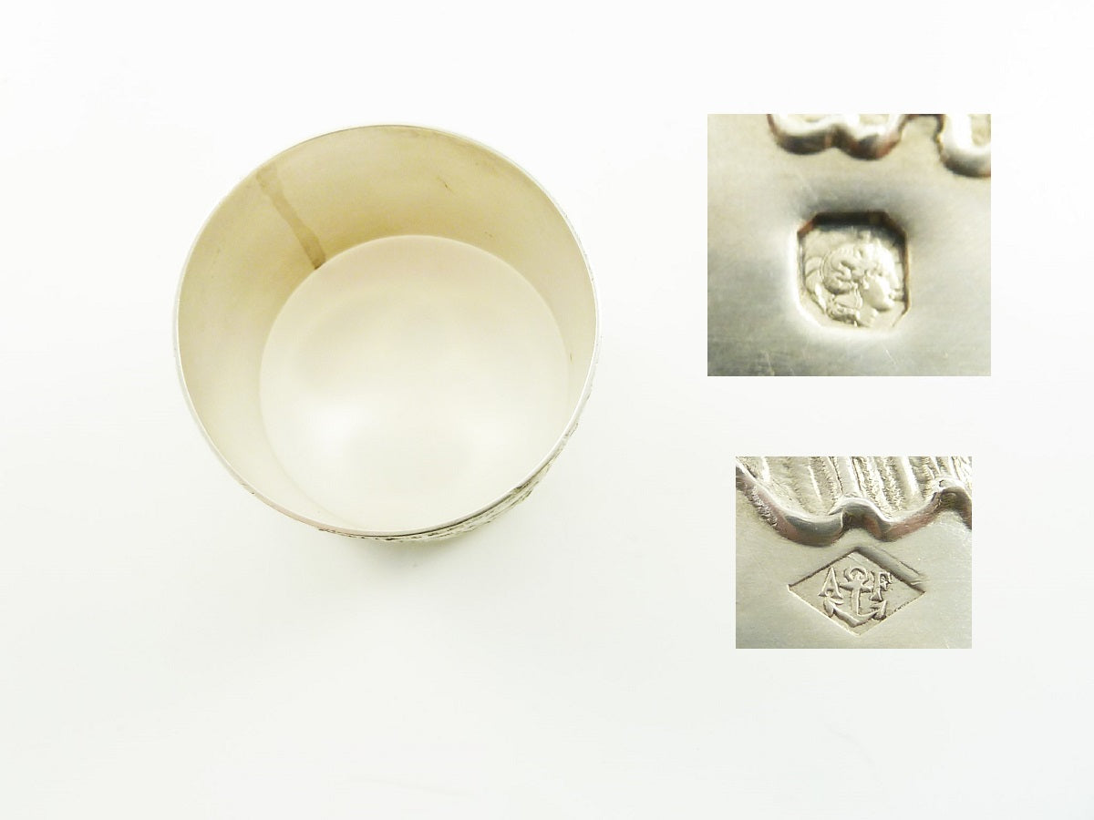 Antique French Sterling Silver Napkin Ring, Rococo Motifs - 43 Chesapeake Court Antiques