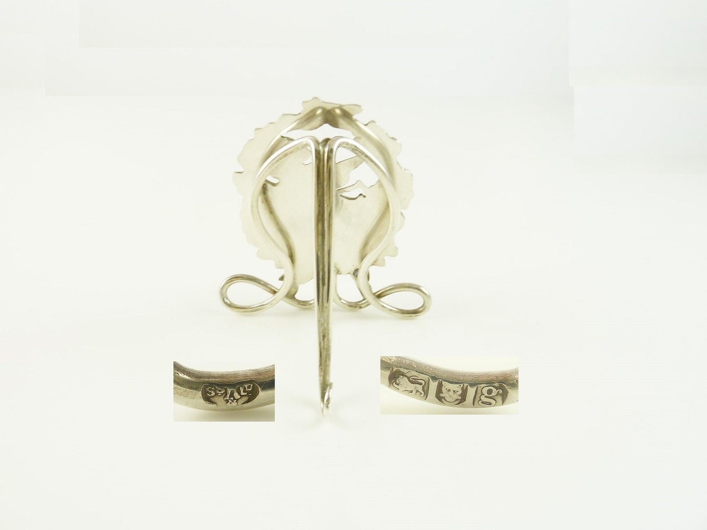 Antique English Sterling Silver Menu Holder featuring Putto with Bow and Arrow - 43 Chesapeake Court Antiques