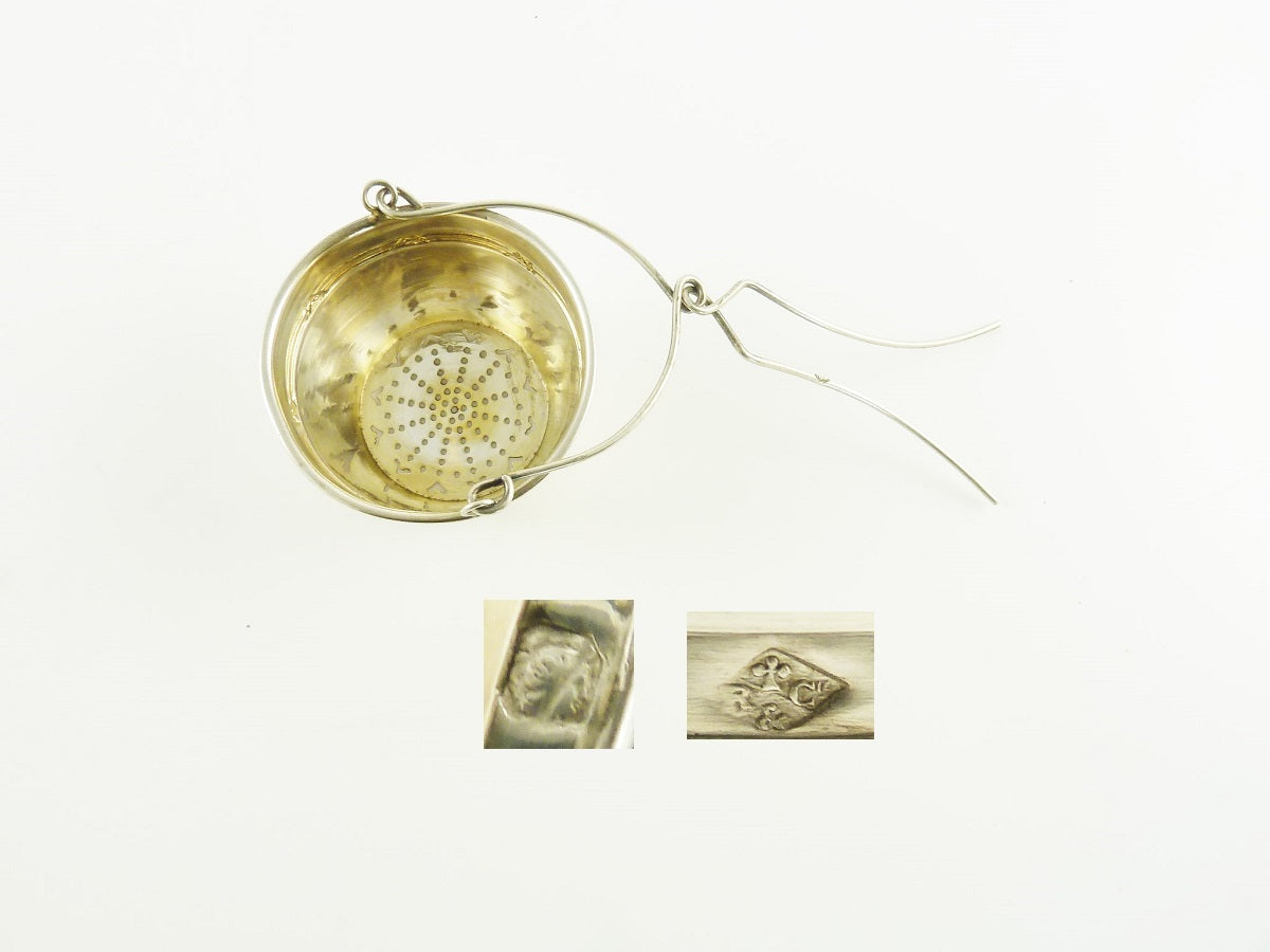 Antique French Sterling Silver Tea Strainer, Classic Design - 43 Chesapeake Court Antiques
