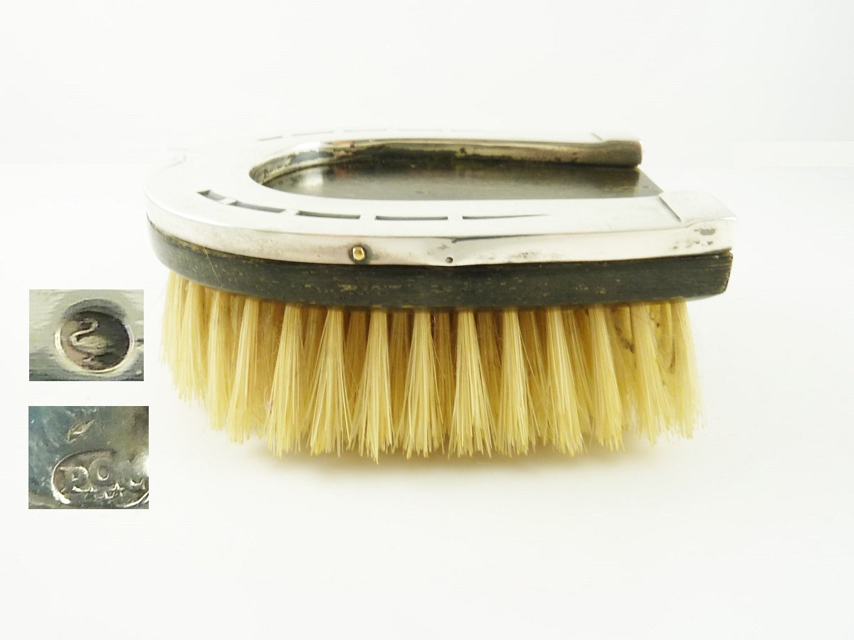 Antique French Sterling Silver Clothes Brush Horseshoe Shape, Equestrian Interest - 43 Chesapeake Court Antiques