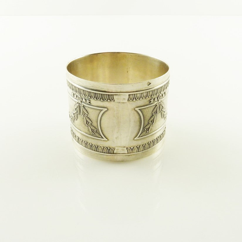 Antique French Sterling Silver Napkin Ring, Laurel Wreath, Ribbons and Garlands - 43 Chesapeake Court Antiques