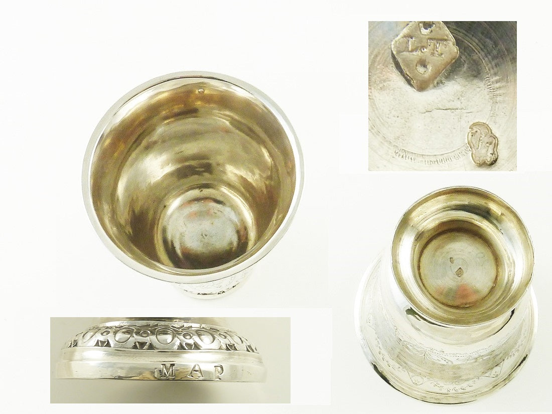 French Sterling Silver Timbale or Beaker, 18th C - 43 Chesapeake Court Antiques