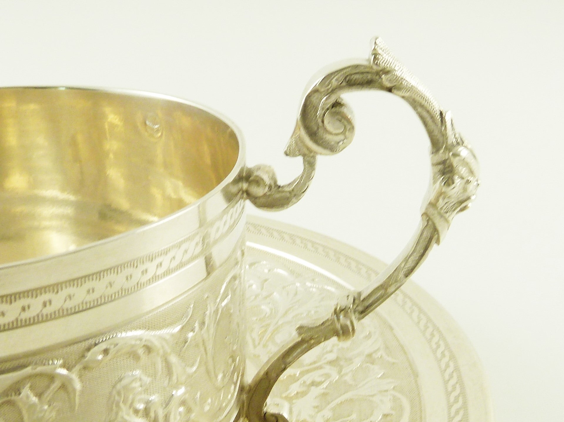 Antique French Sterling Silver Cup & Saucer Coffee, Eugène Roussel Dourtre - 43 Chesapeake Court Antiques