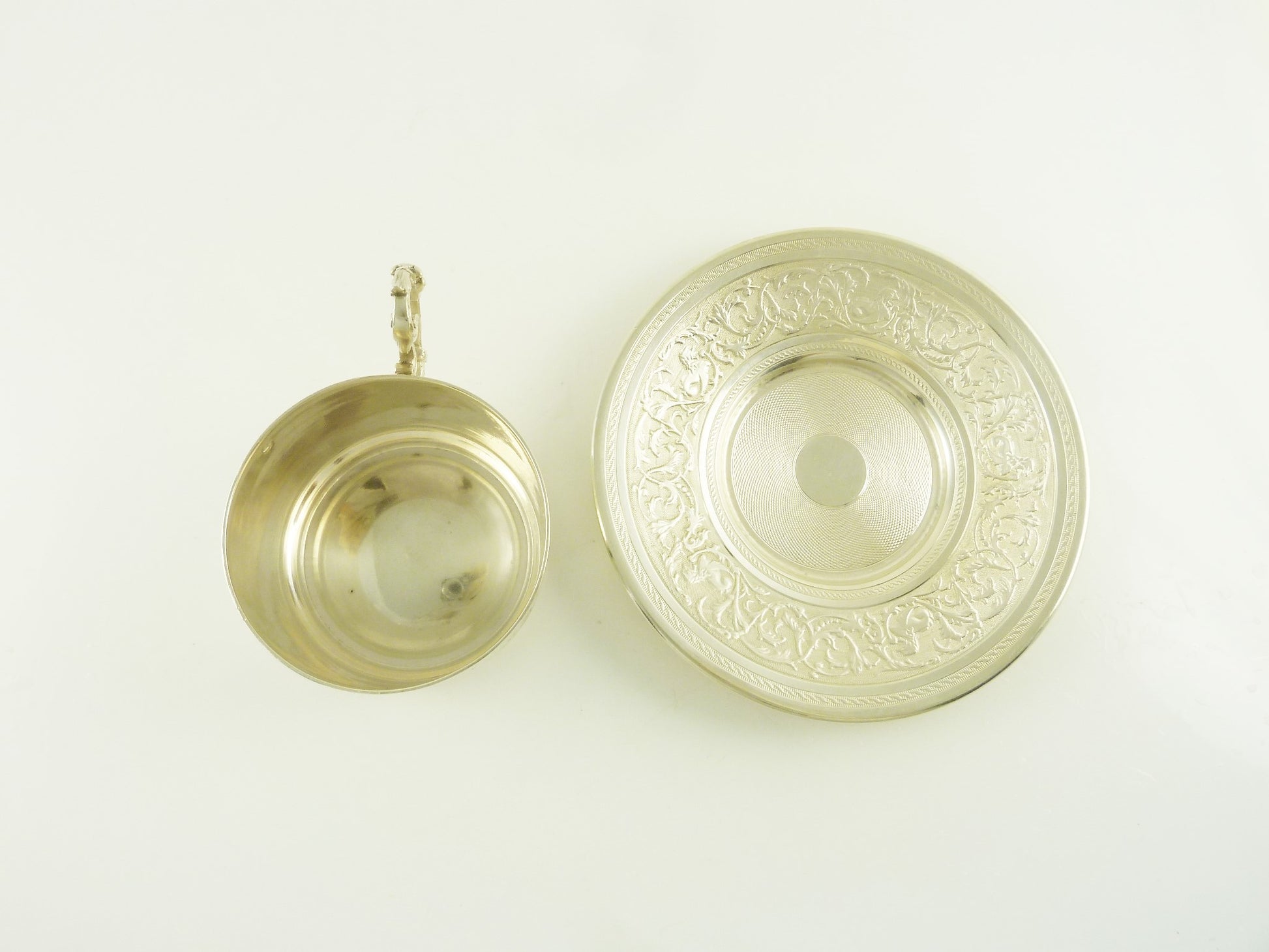 Antique French Sterling Silver Cup & Saucer Coffee, Eugène Roussel Dourtre - 43 Chesapeake Court Antiques