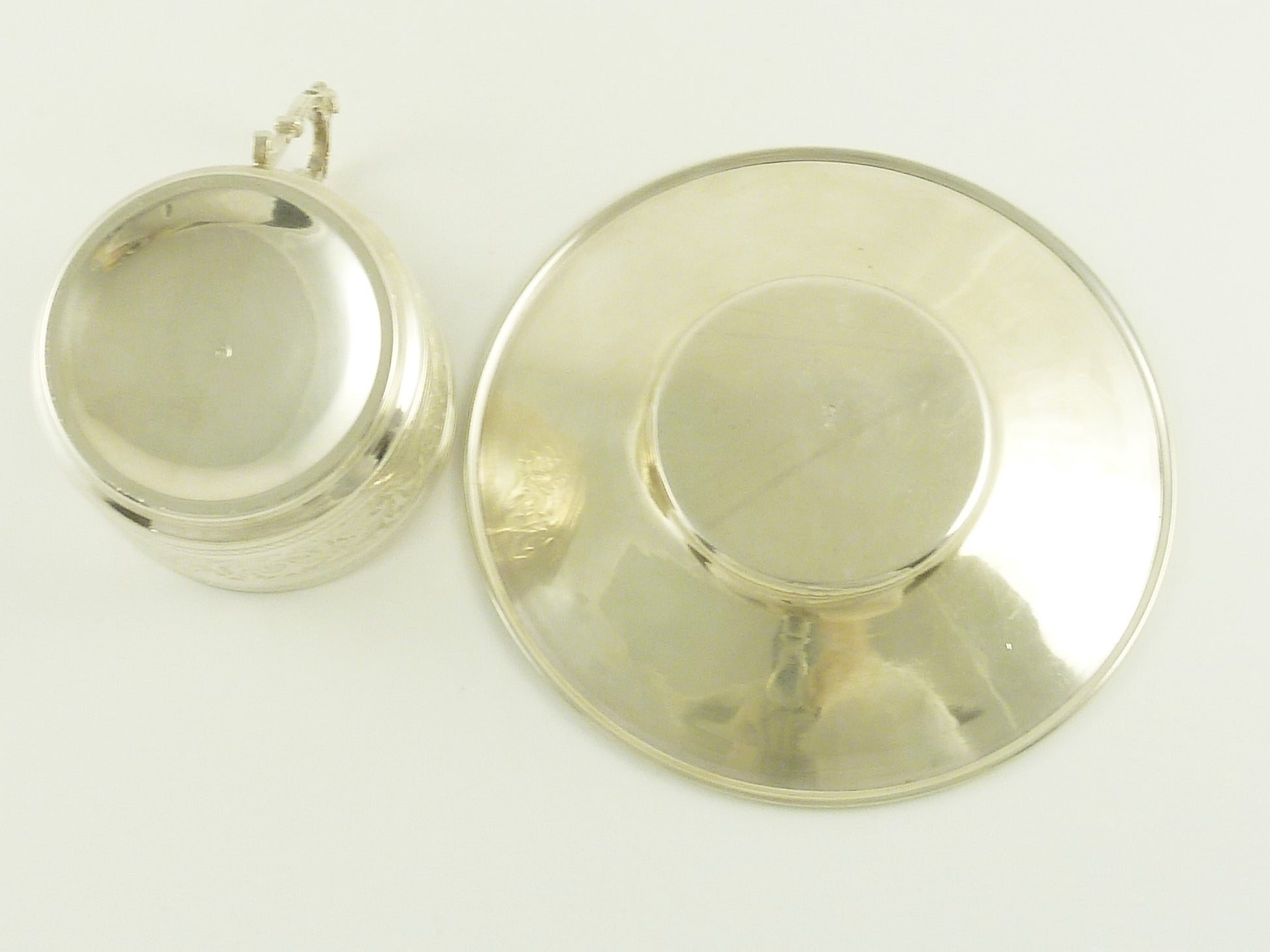 Antique French Sterling Silver Cup & Saucer Coffee, Eugène Roussel Dourtre - 43 Chesapeake Court Antiques