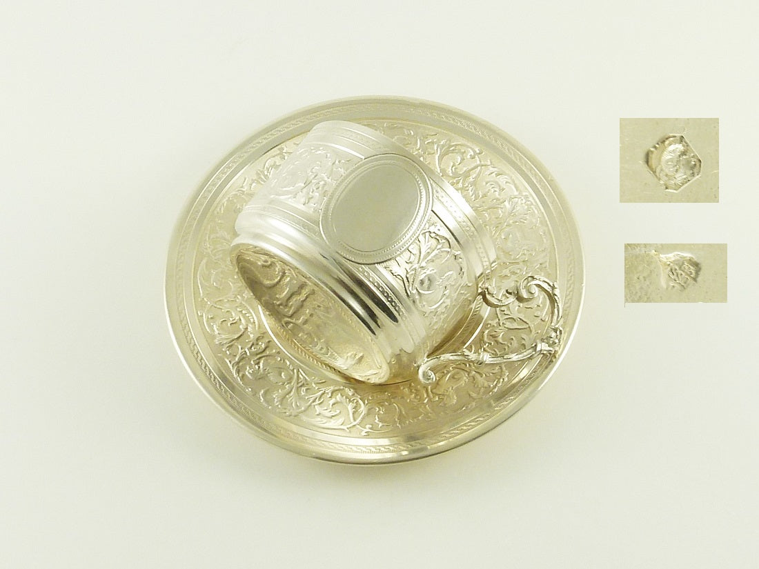 Antique French Sterling Silver Cup & Saucer Coffee, Eugène Roussel Dourtre - 43 Chesapeake Court Antiques