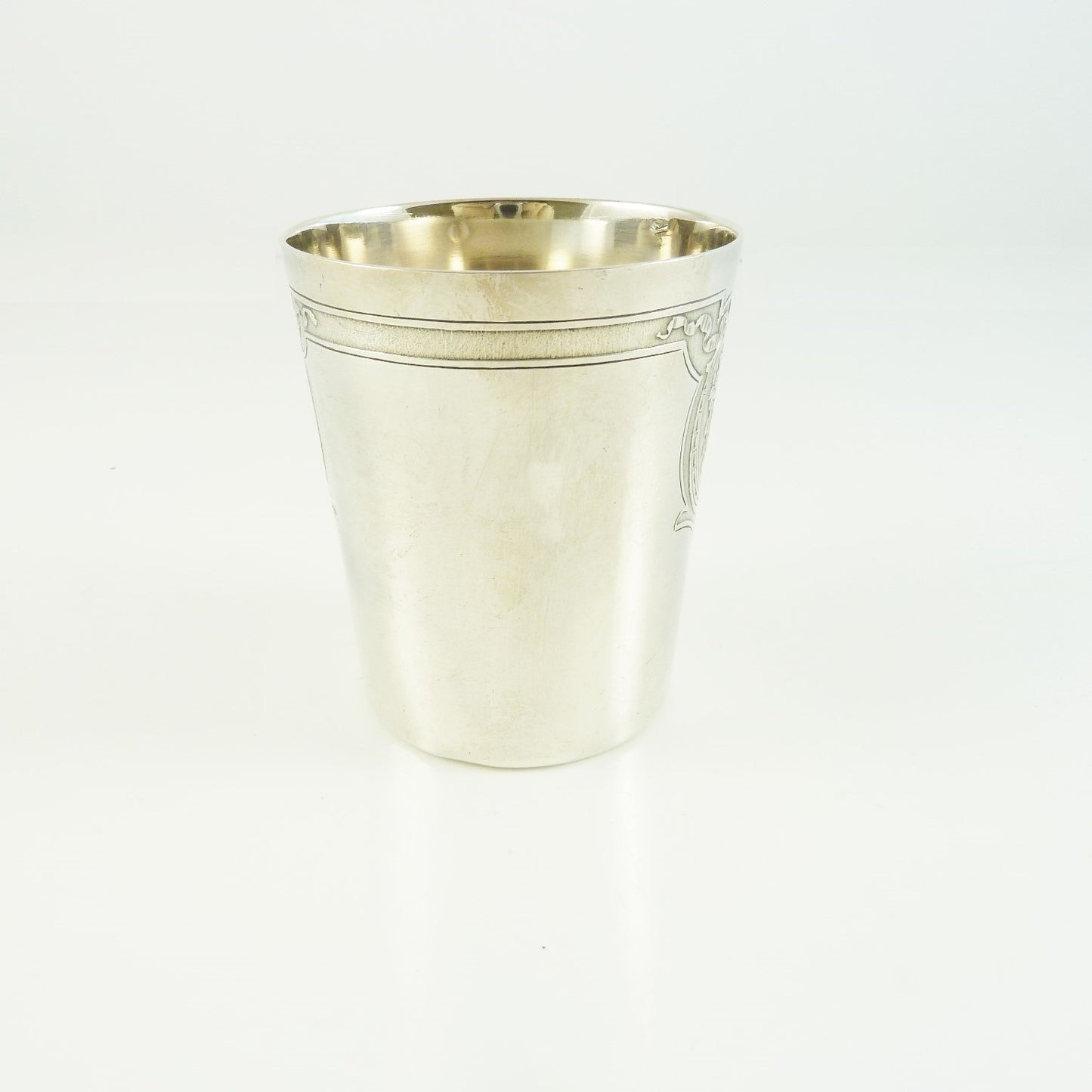 Antique French Sterling Silver Timbale or Beaker, Ribbons and Roses - 43 Chesapeake Court Antiques