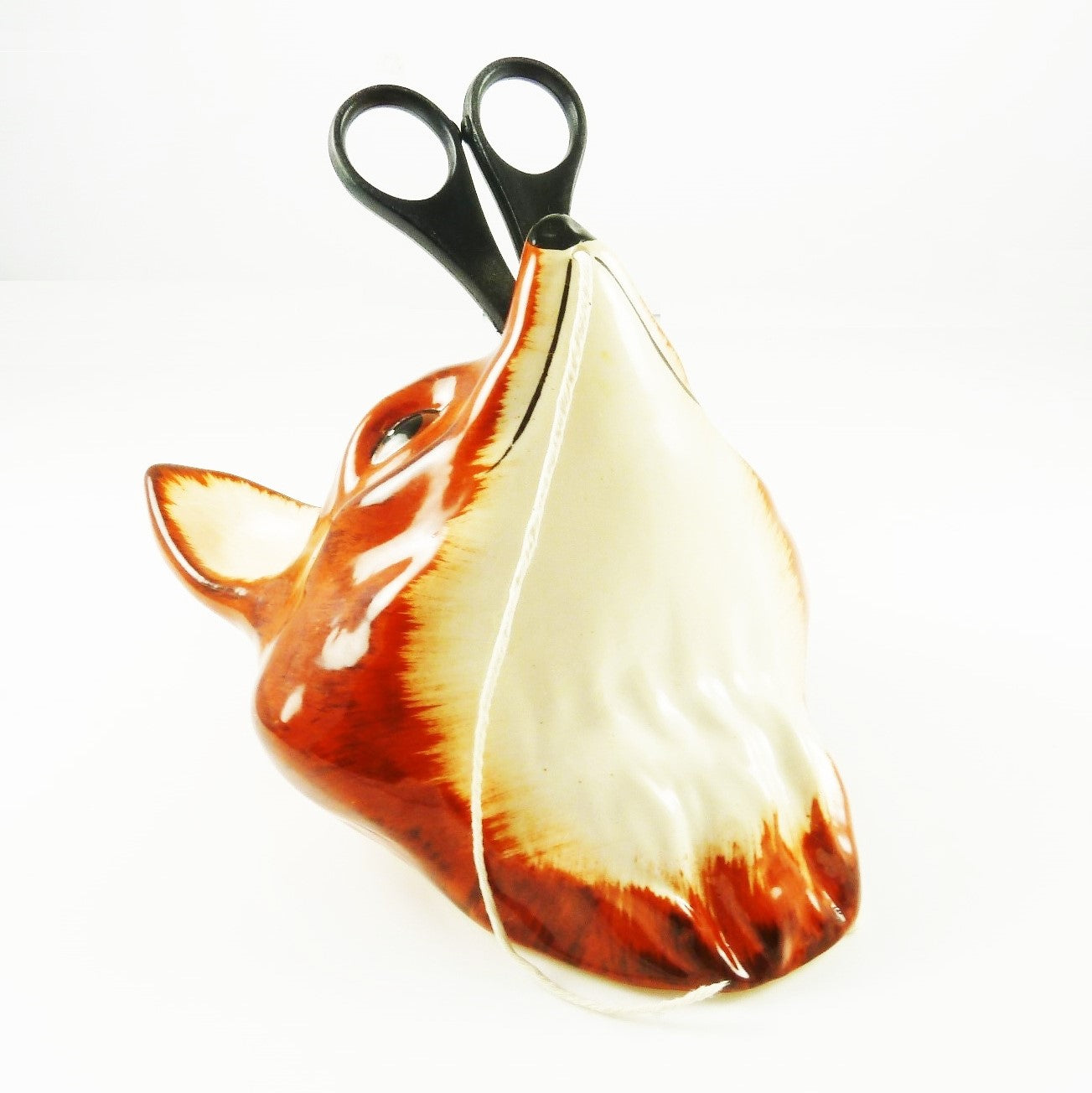 Vintage English Babbacombe Pottery Fox Head String Holder - 43 Chesapeake Court Antiques