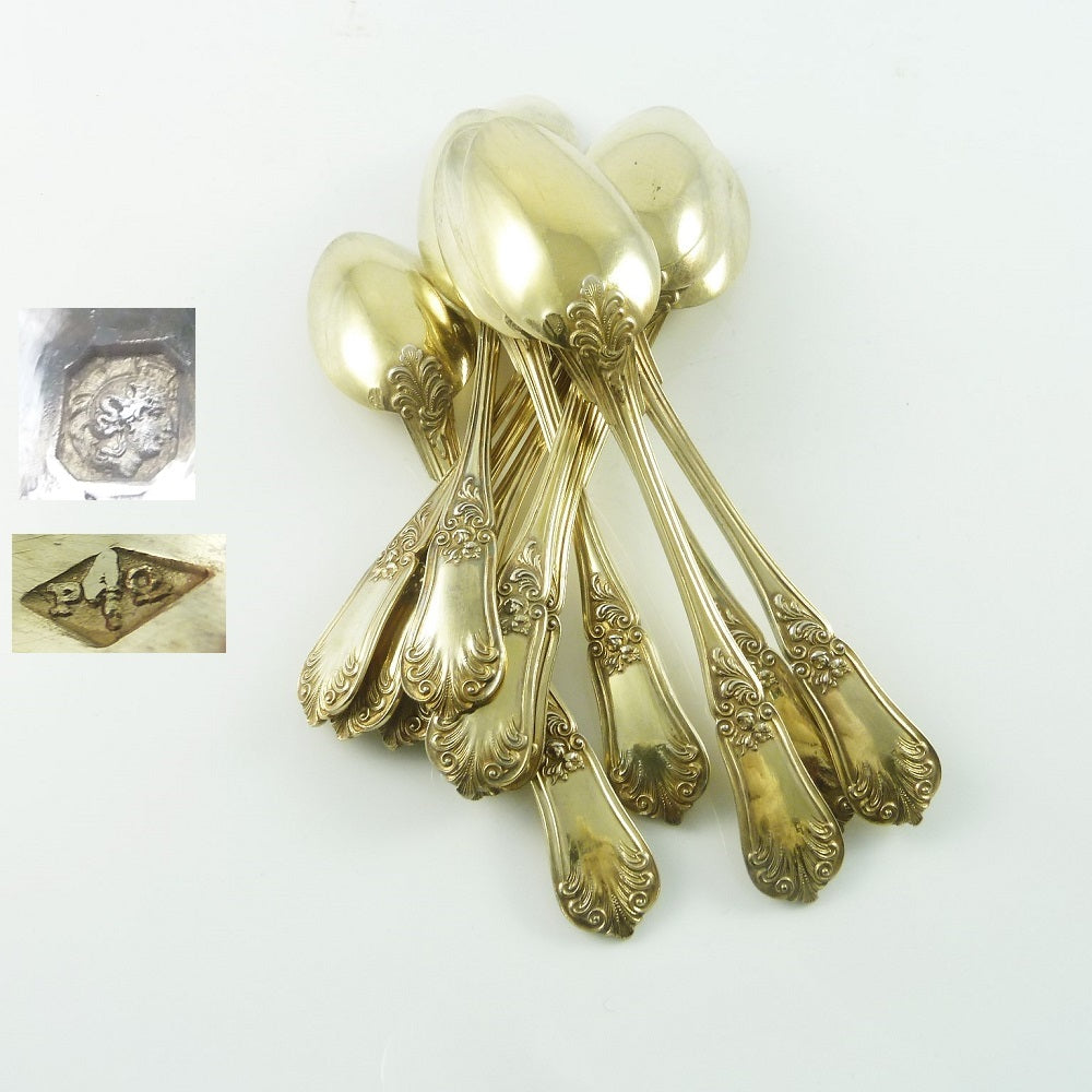 Pierre Queillé silver maker's mark spoons - 43 Chesapeake Court Antiques