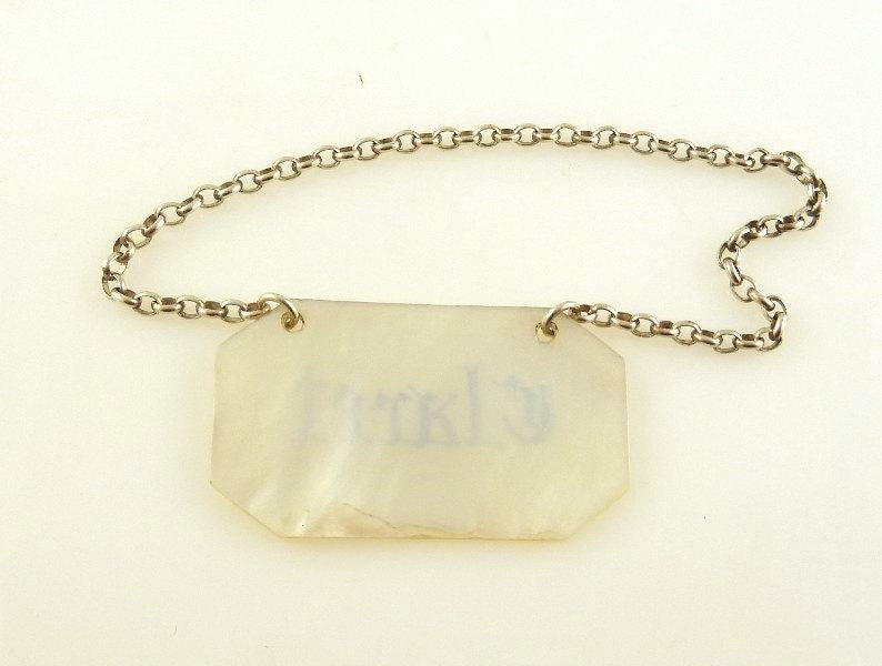 Antique Wine Label for Decanter , Mother of Pearl - 43 Chesapeake Court Antiques