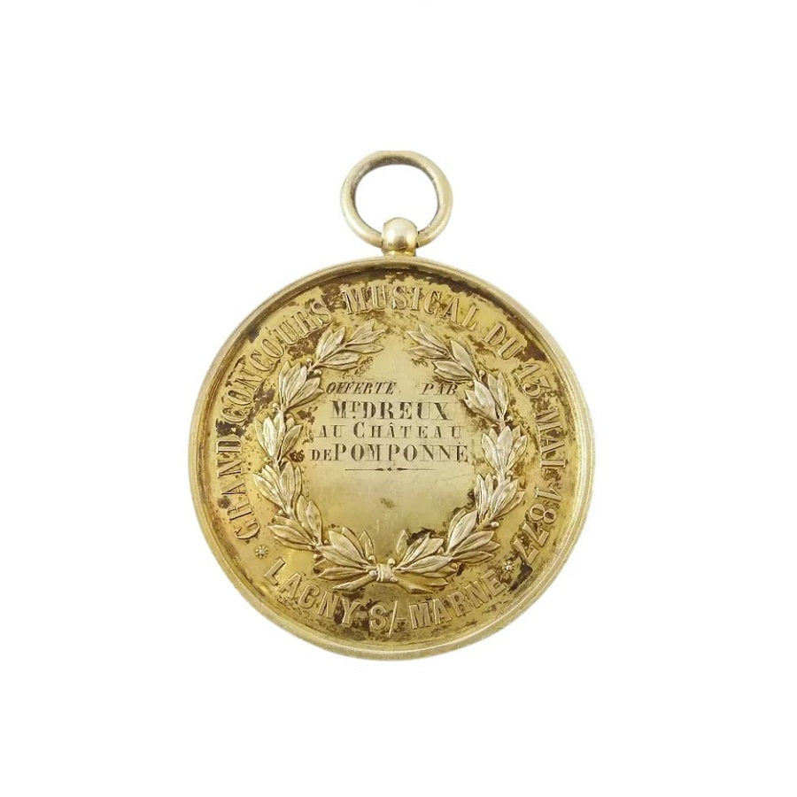Antique French Silver & Gilt Medal or Award, Laurel Wreath & Shield - 43 Chesapeake Court Antiques