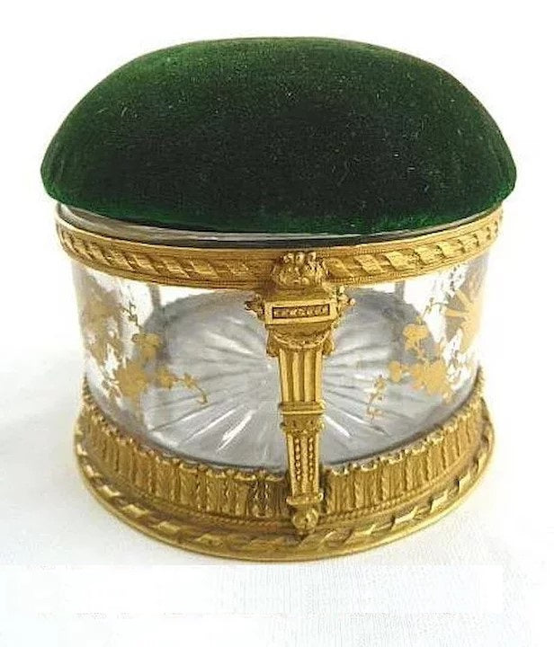 French Ormolu Dresser Jar, Hand Painted Gilt Details - 43 Chesapeake Court Antiques