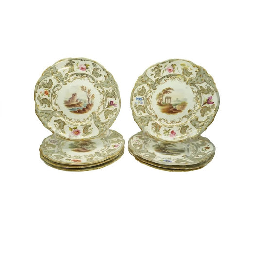 Antique Tableware Porcelain Plates, English Landscape- 43 Chesapeake Court Antiques