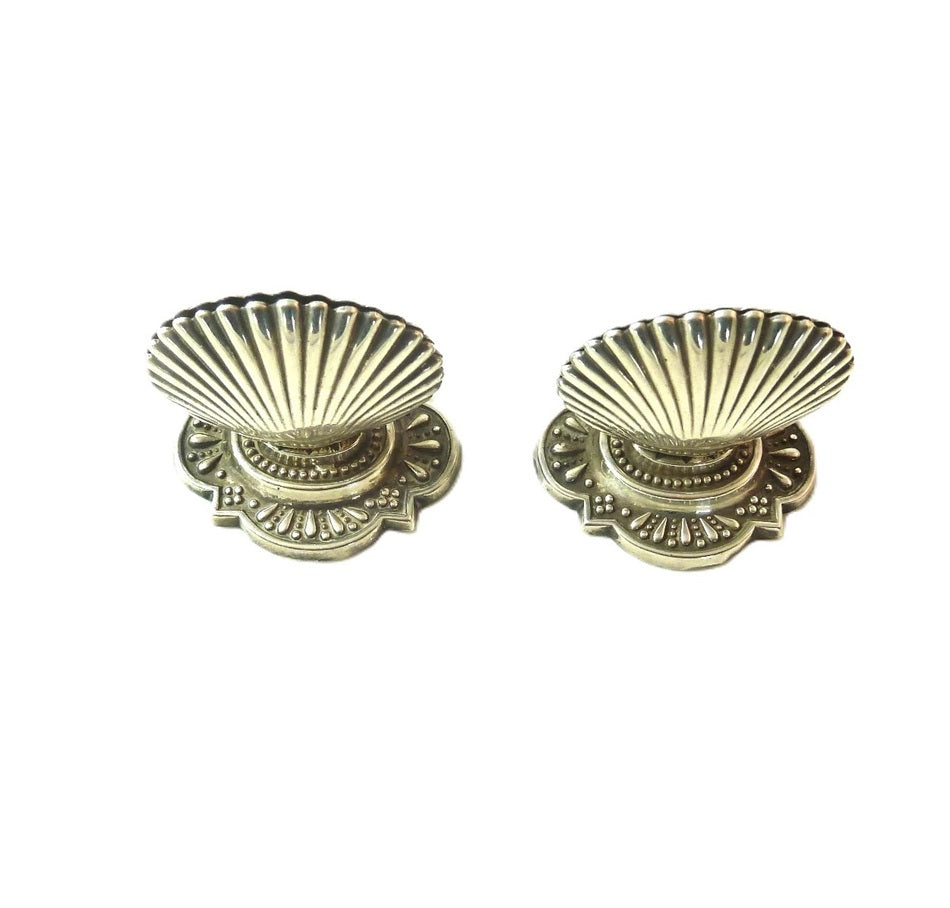 English Sterling Silver Menu Holders, Shell Design