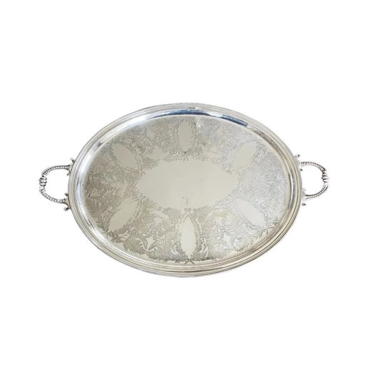 English Silver Plate Tray, Large - 43 Chesapeake Court Antiques
