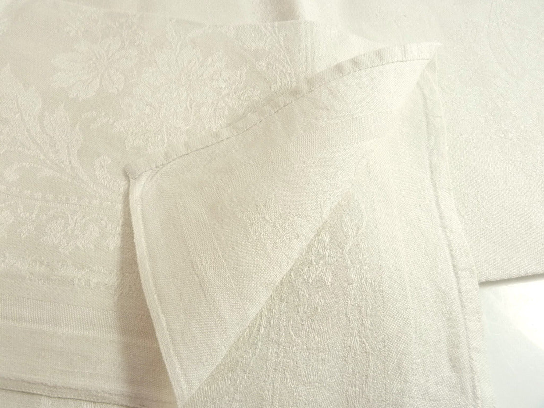 Antique French Damask Linen Table Napkin - 43 Chesapeake Court Antiques