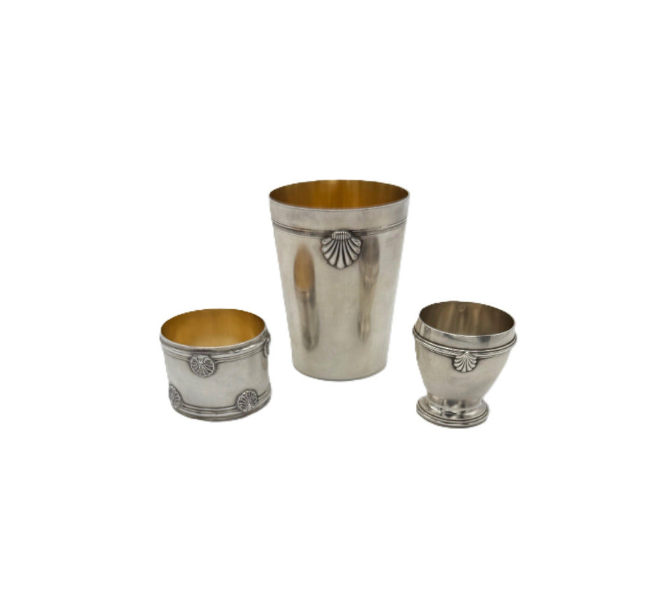 French Sterling Silver Egg Cup, Shell Motif