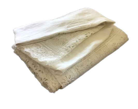 French Filet Lace Tablecloth Bed-Cover, 19C - 43 Chesapeake Court Antiques