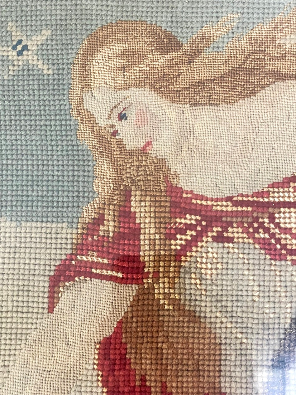 Antique Needlework of Angel and Harp-43 Chesapeake Court Antiques