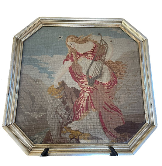 Antique Needlework of Angel and Harp-43 Chesapeake Court Antiques