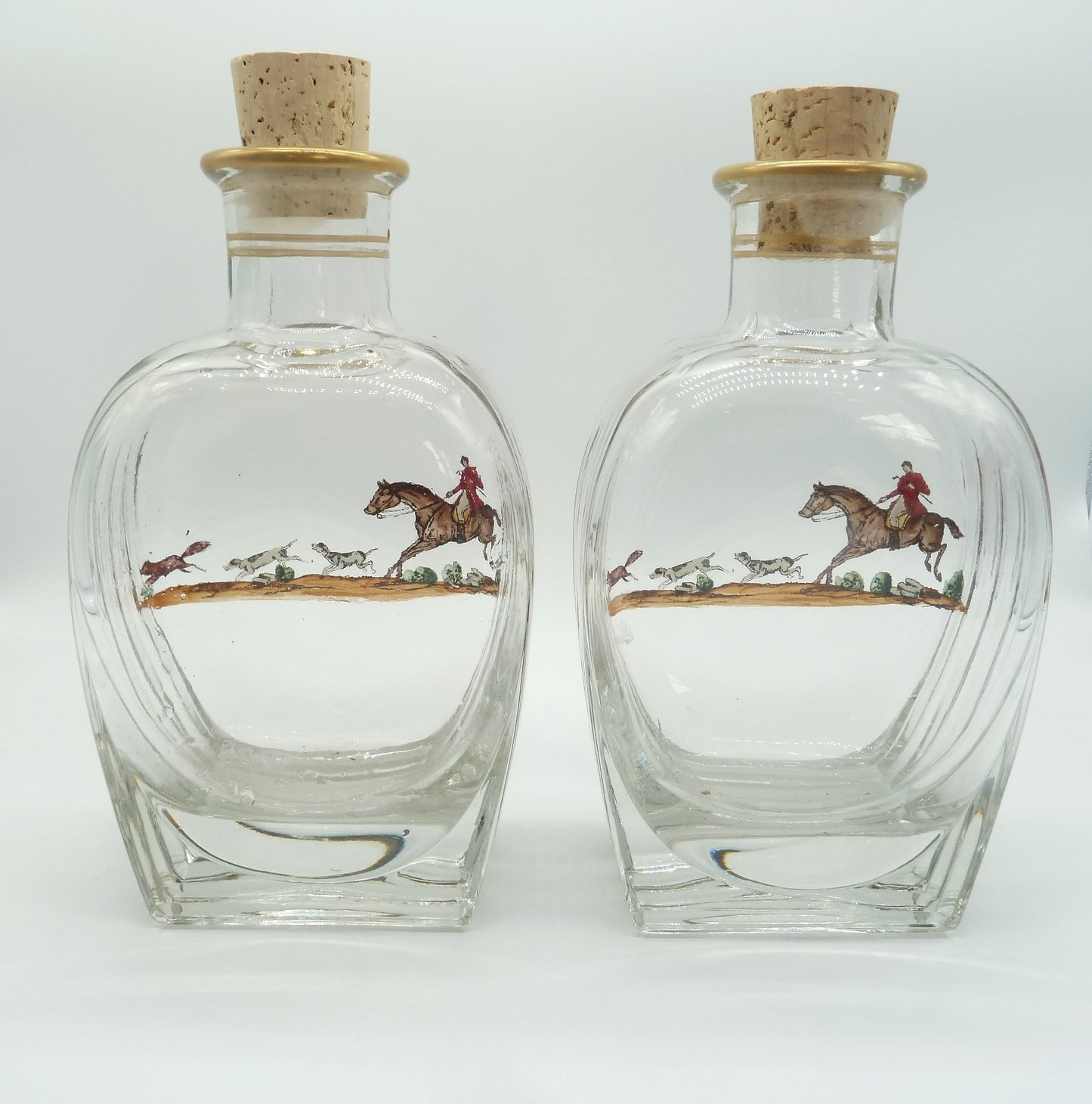 2 Glass Fox Hunt Decanters - 43 Chesapeake Court Antiques