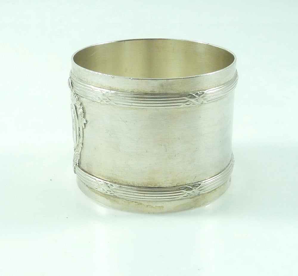 Antique French Sterling Silver Napkin Ring Cross Ribbons - 43 Chesapeake Court Antiques