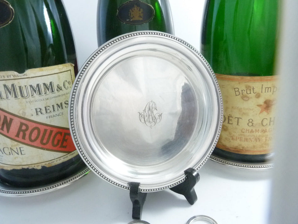 Silver Wine Coaster Tray with Trivet - 43 Chesapeake Court Antiques