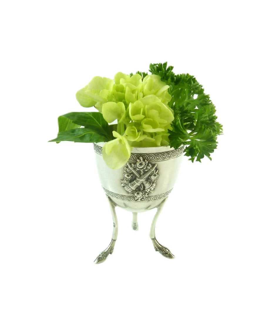 Silver Egg Cup Holding Flowers - 43 Chesapeake Court Antiques