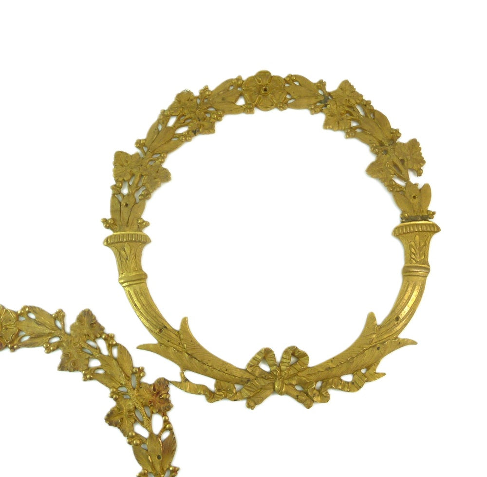 Antique French Gilt Bronze Ornamentation, Wreath Shaped - 43 Chesapeake Court Antiques