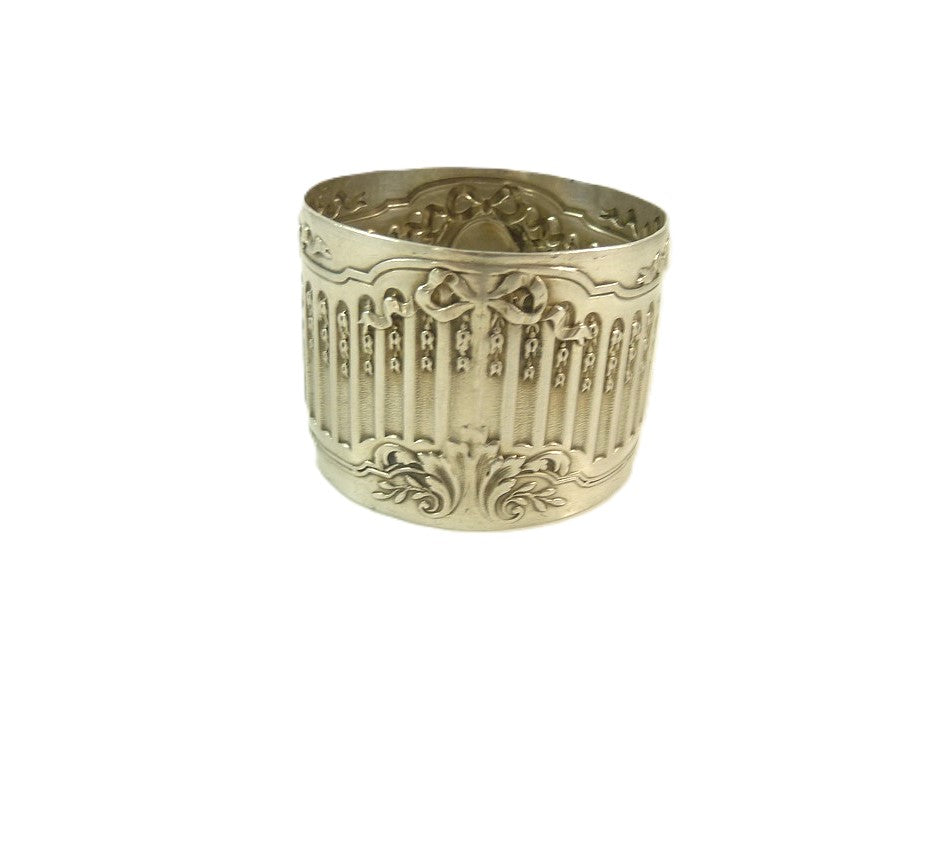 Ribbons on French Silver Napkin Ring -  43 Chesapeake Court Antiques 