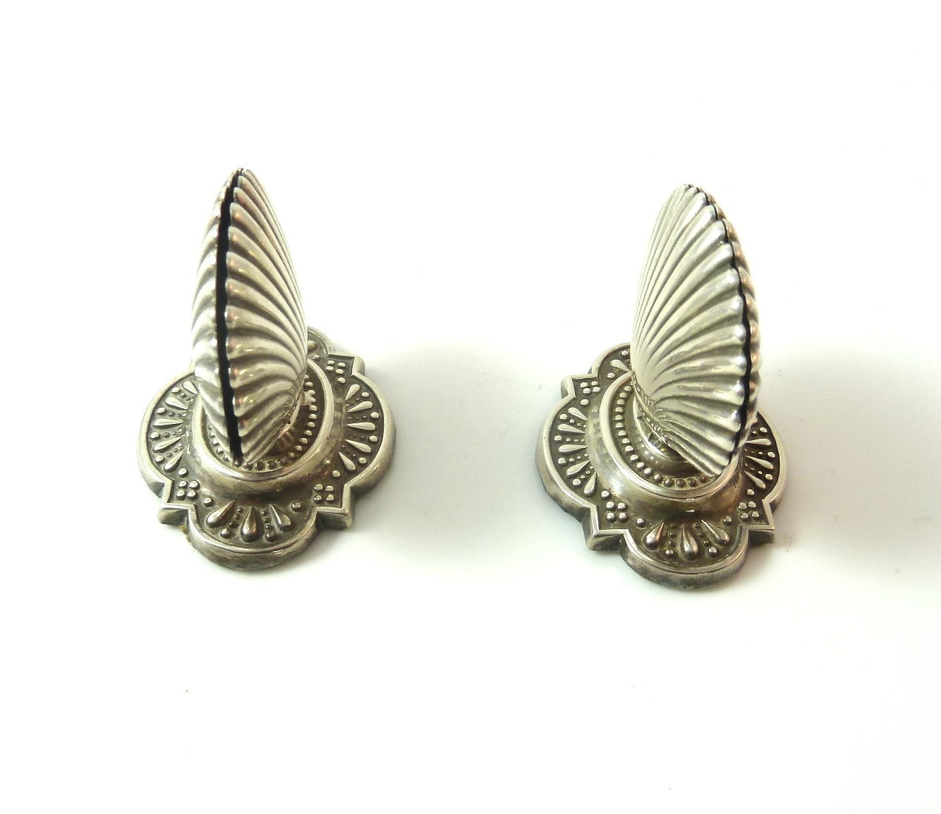 English Sterling Silver Menu Holders, Shell Design