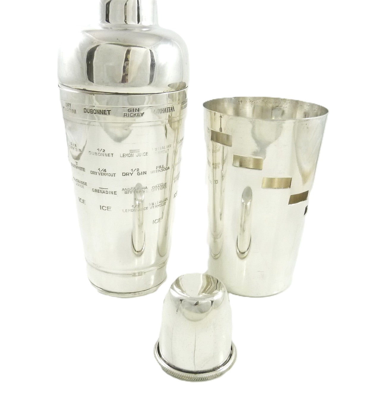 Italan Silver Plate Cocktail Shaker, Bossi Dial-a-Drink