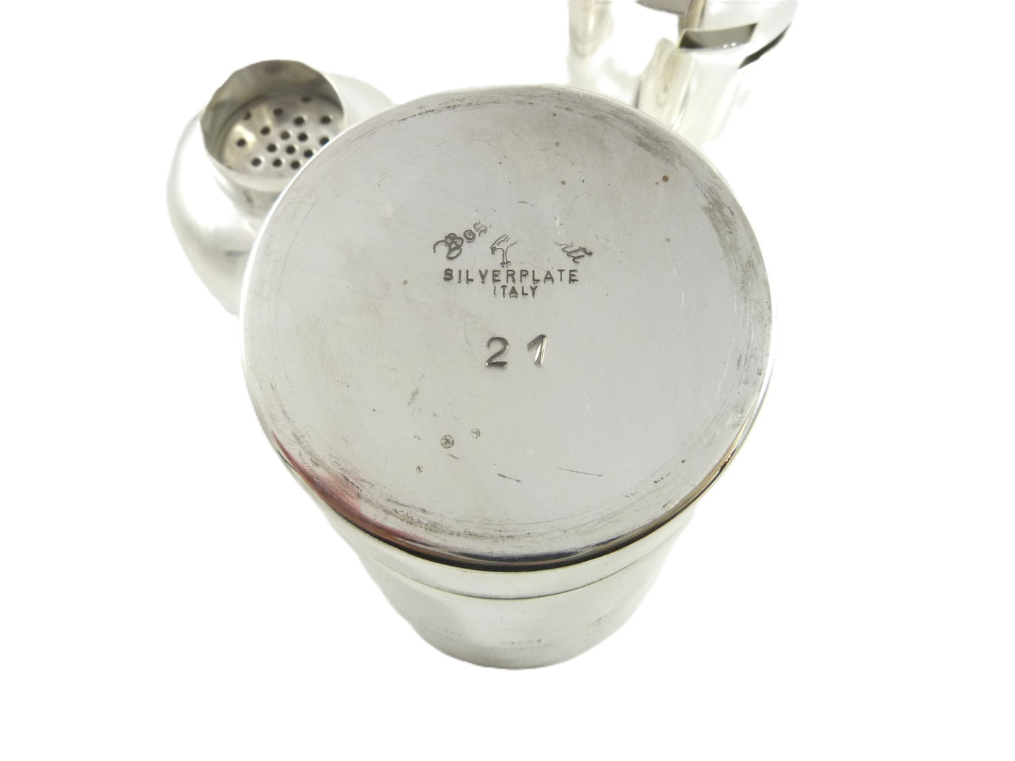 Italan Silver Plate Cocktail Shaker, Bossi Dial-a-Drink