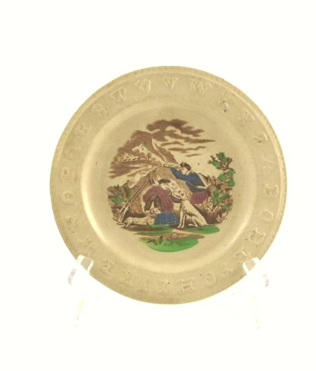 Antique Children's ABC Plate, Transfer-ware, Scottish Scene - 43 Chesapeake Court Antiques
