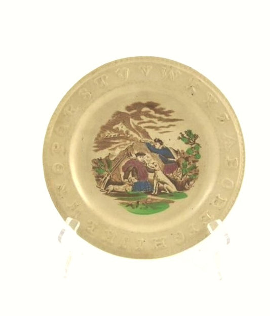 Antique Children's ABC Plate, Transfer-ware, Scottish Scene - 43 Chesapeake Court Antiques
