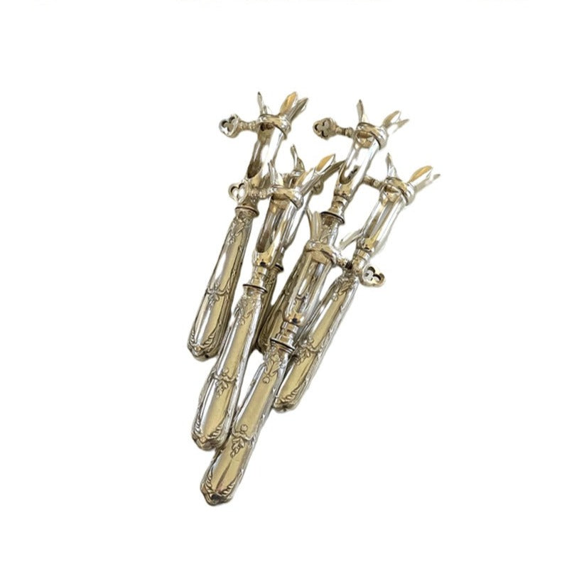 Antique French Sterling Silver Lamb Bone Holders - 43 Chesapeake Court Antiques
