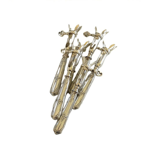 Antique French Sterling Silver Lamb Bone Holders - 43 Chesapeake Court Antiques