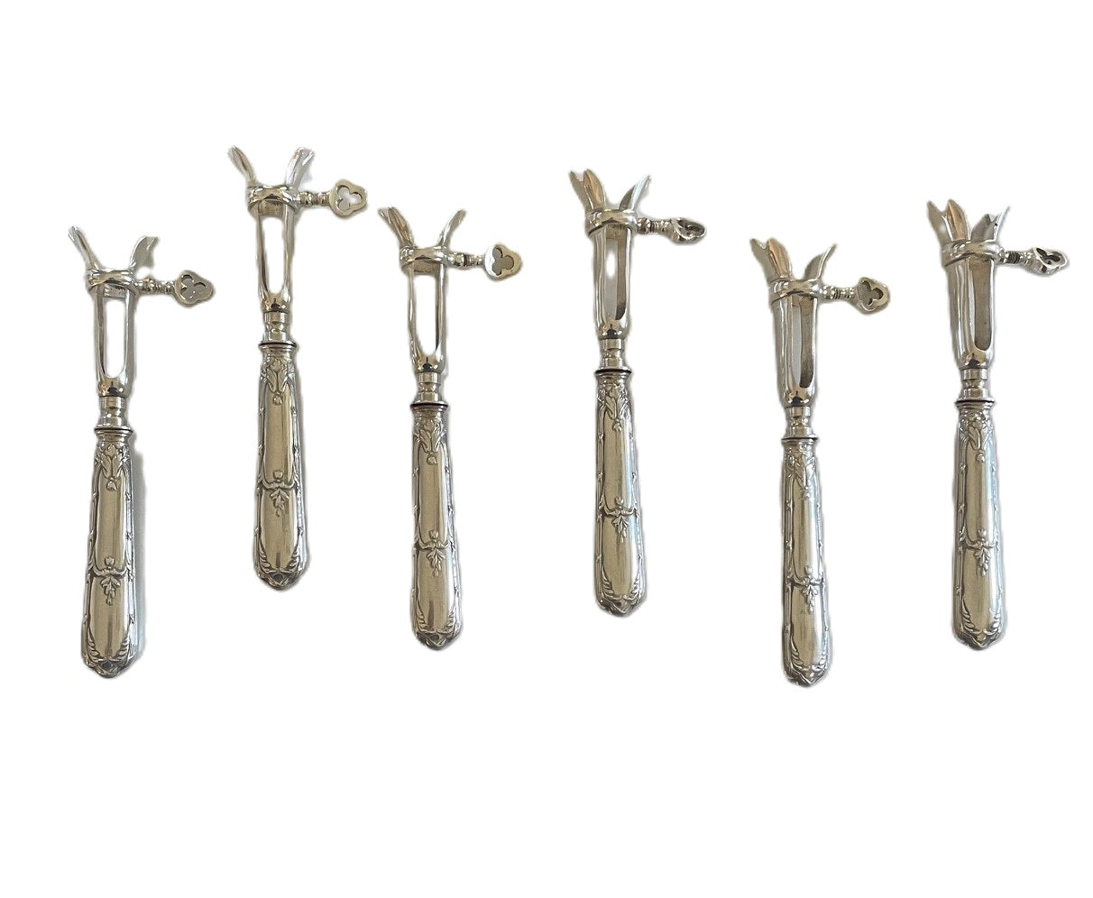 Antique 950 Silver French Chop Holders - 43 Cheseapeake Court Antiques