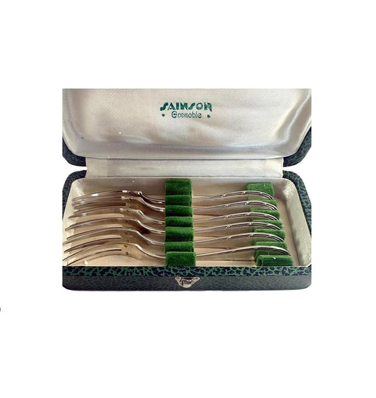 french silver plate escargot forks 