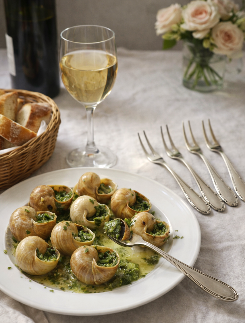 set a french style table with escargot forks