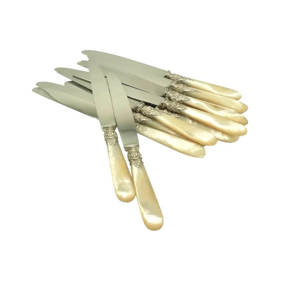 Antique Silver Knives Flatware,  Set of Twelve - 43 Chesapeake Court Antiques