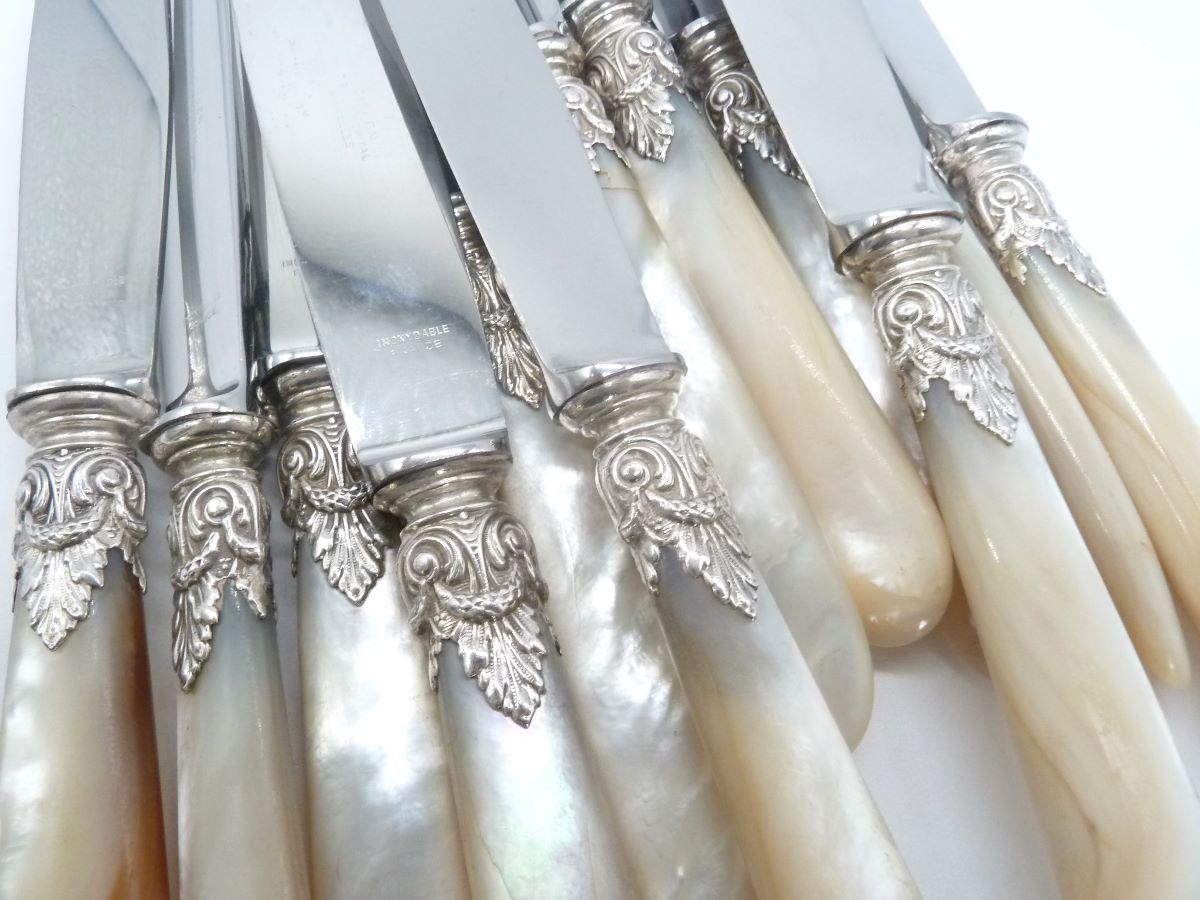 Antique Silver Knives Flatware, Mother of Pearl- 43 Chesapeake Court Antiques