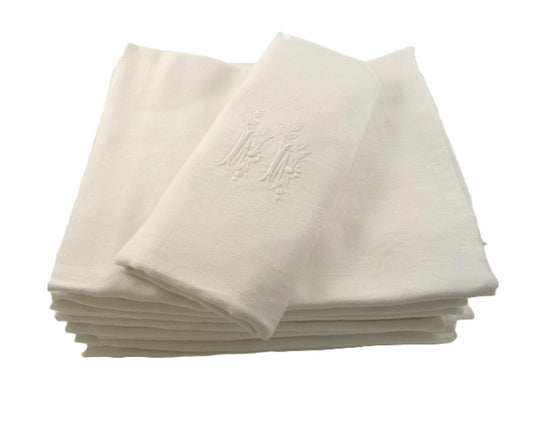 Vintage French Linen Napkins Set of 12 | Mono MM