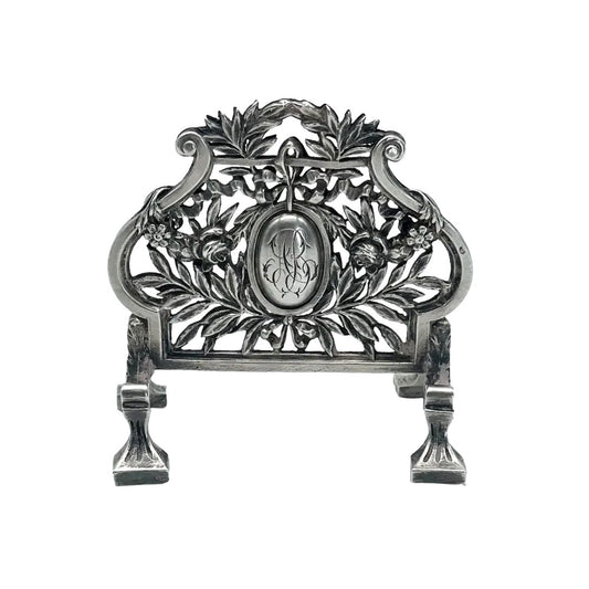 Antique French Silver Menu Holder - 43 Chesapeake Court Antiques